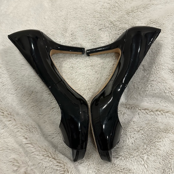 Via Spiga Black Patent Leather Peep Toe Heels Size 10 - Picture 4 of 5